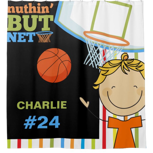 Cortina De Ducha Nombre personalizado y número de niños baloncesto (Anverso)