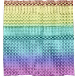 Cortina De Ducha Nórdico Boho Bohemia Tribal Arcoiris Único Azteca