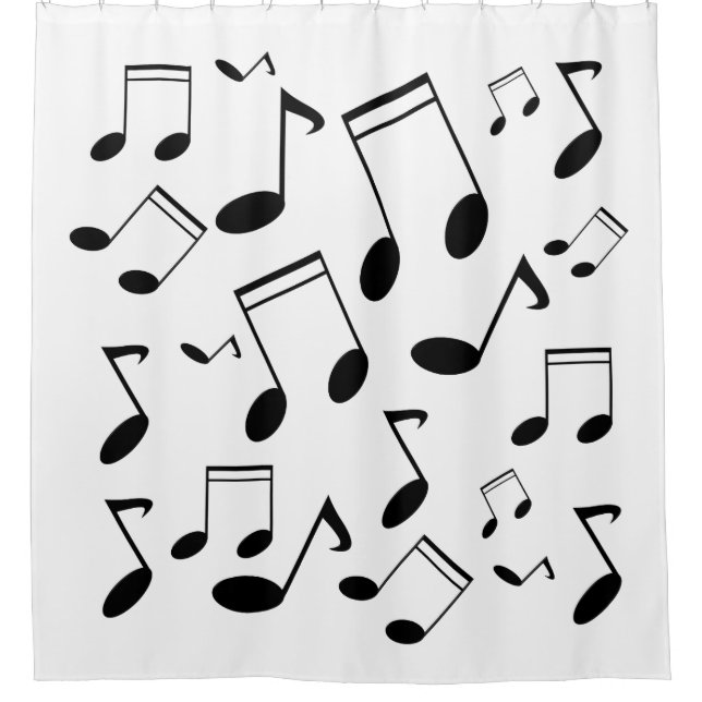 Cortina De Ducha Notas musicales negras (Anverso)