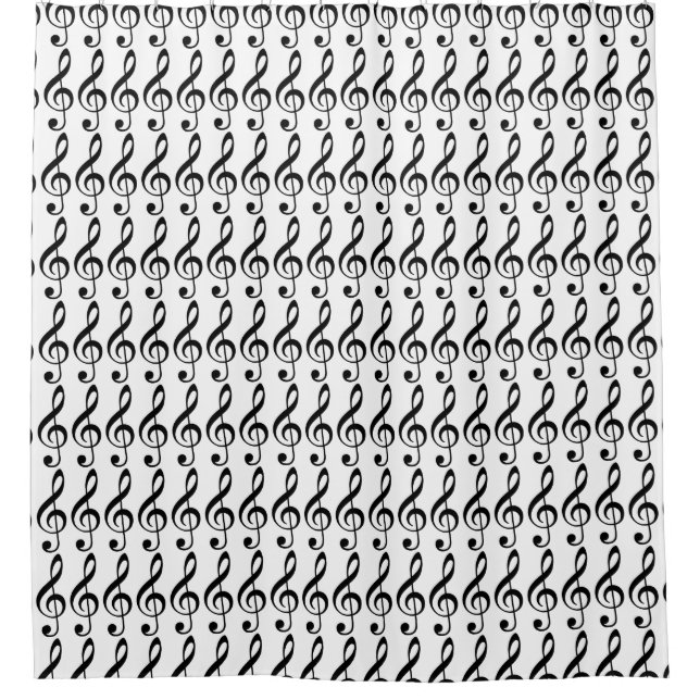 Cortina De Ducha notas musicales negras (Anverso)