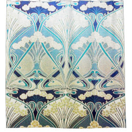 Cortina De Ducha Nouveau del arte, plata, verde, beige, colores de