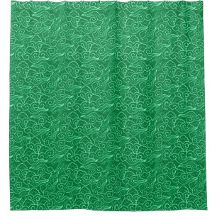 Cortina De Ducha Nubes japonesas vintage, verde jade