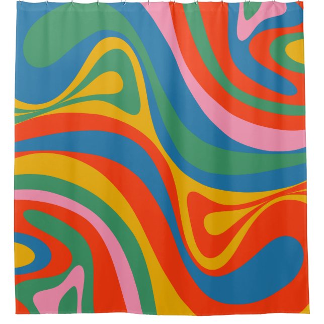 Cortina De Ducha Nuevo patrón abstracto de color retro trippy de Gr (Anverso)