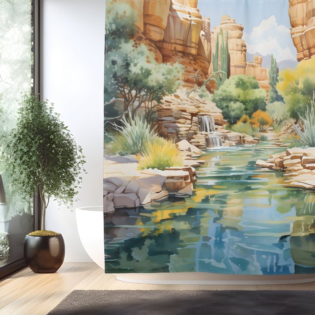 Cortina De Ducha Oasis de Cañón de Acuarela (Subido por el creador)