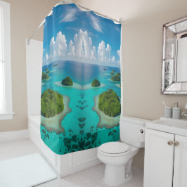 Cortina De Ducha "Oasis de la Isla: Archipiélago Tropical