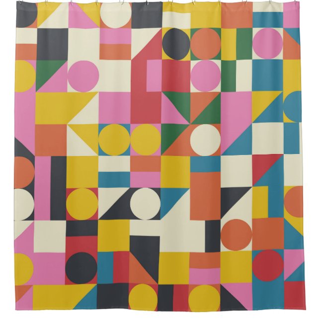 Cortina De Ducha Obra artística de Bauhaus: composición geométrica  (Anverso)