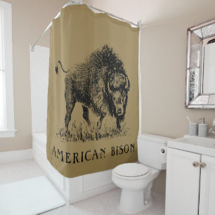 Cortina de ducha occidental del bisonte americano