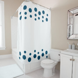 Cortina De Ducha Ocean Blue y white Modern Bubbles Dots