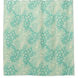 Cortina De Ducha Ocean Shells Sea Waves Abstract Vintage Pattern