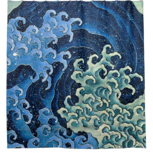 Cortina De Ducha Océano vintage de ola femenina de Hokusai