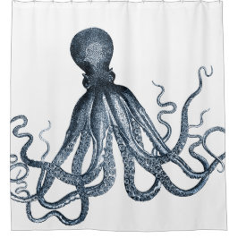 Cortina De Ducha Octopus azul oscuro
