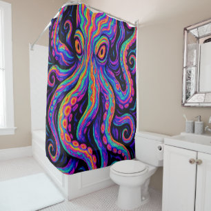 Cortina De Ducha Octopus trippy colorido