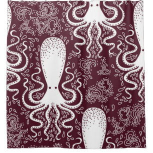 Cortina De Ducha Octopus vintage: Esplendor de patrón subacuático