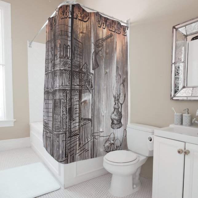 Cortina De Ducha Oeste salvaje de Barnwood Rústica (In situ)