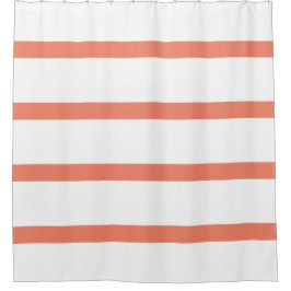 Cortina De Ducha Oficina de franjas mínimas blancas y rojas de salm