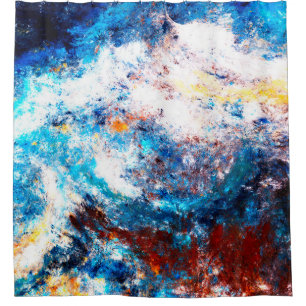 Cortina De Ducha Ola azul del mar. Frascos artísticos de pinturas b
