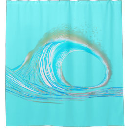 Cortina De Ducha Ola de playa verde azulada