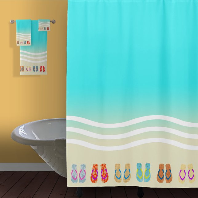 Cortina De Ducha Olas de playa Flip Flops (Subido por el creador)