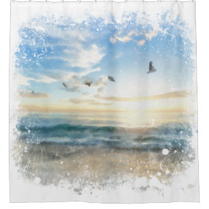 Cortina De Ducha *~* Olas de playa Sunrise Sunrise AR7