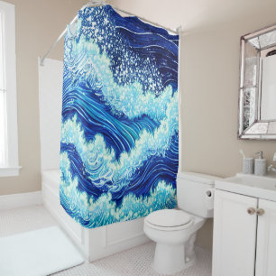 Cortina De Ducha Olas del océano azul