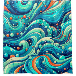 Cortina De Ducha "Olas psicodélicas oceánicas"