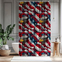 Cortina De Ducha Old Glory Curtain Eagle Accent for July Fourth