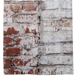 Cortina De Ducha Old painted brick wall with peeling white paintwal