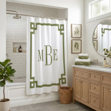 Olive Verde y Llave Griega Blanca | Monogramado