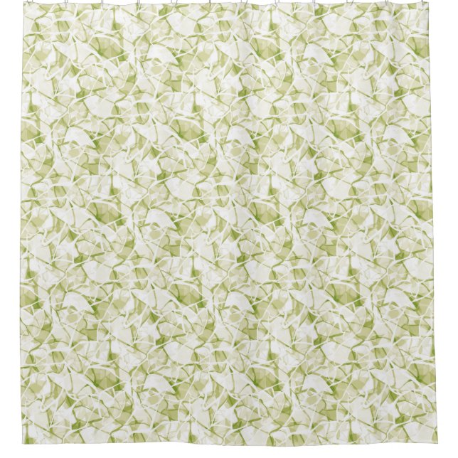 Cortina De Ducha olive-white abstract fashionable modern pattern    (Anverso)