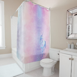 Cortina De Ducha Ombre azul morado rosa unicornio