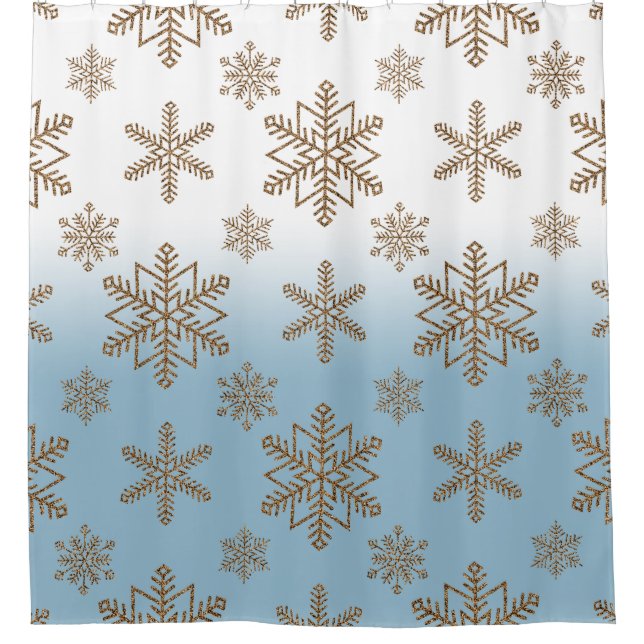 Cortina De Ducha Ombre Blue Snowflake    (Anverso)