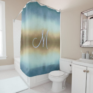 Cortina de ducha Ombre Gold Blue Monogram