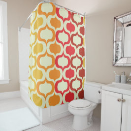 Cortina De Ducha Ombre Retro Ogee en Naranja, Mandarina y Rojo