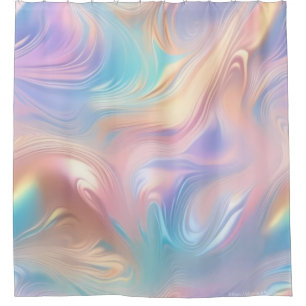 Cortina De Ducha Ondas abstractas rosadas azules amarillas de moda
