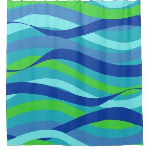 Cortina De Ducha Ondas azules y verdes