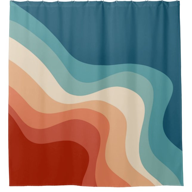 Cortina De Ducha Ondas de estilo retro (Anverso)