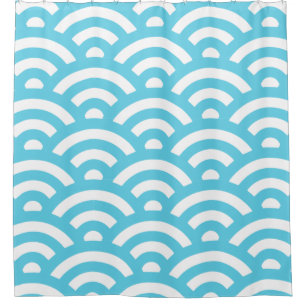 Cortina De Ducha Ondas de textura azul oceánica