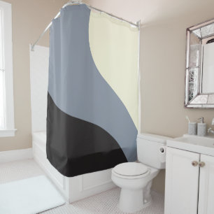 Cortina De Ducha Ondas simples - Negro, gris y crema