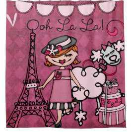 Cortina De Ducha Ooh La La Red Haired Diva Eiffel Tower Poodle