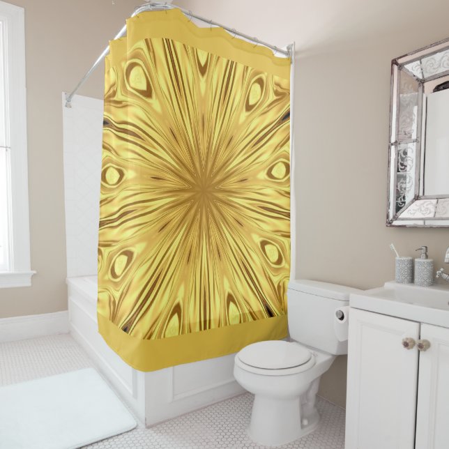 Cortina De Ducha Opulent Swirl Crimson & Gold High-Drama Bath Style (In situ)