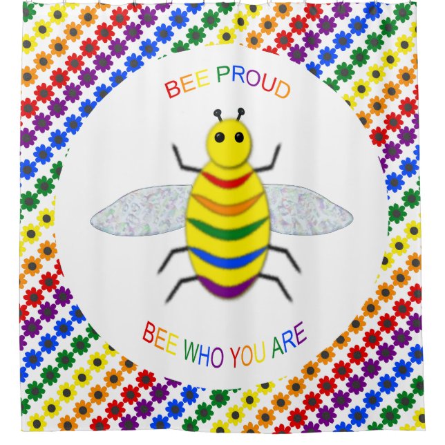 Cortina De Ducha Orgulloso arcoíris y flores de la comunidad LGBT (Anverso)