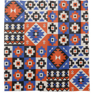 Cortina De Ducha Oriental geometric seamless pattern. Ethnic design