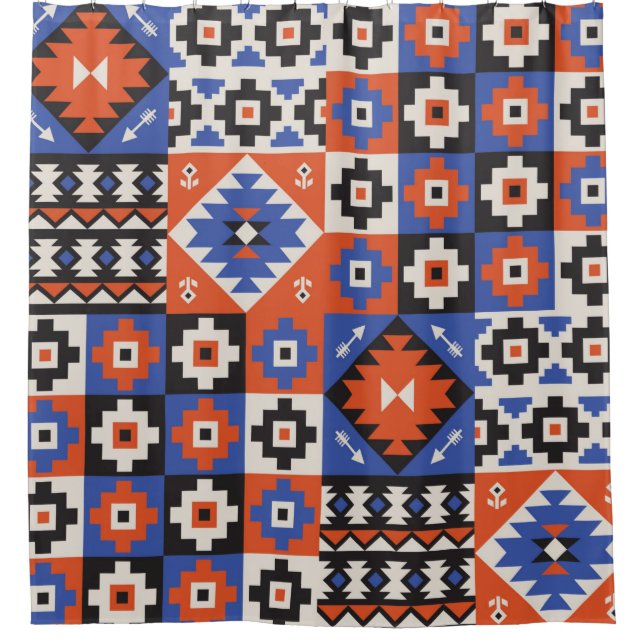 Cortina De Ducha Oriental geometric seamless pattern. Ethnic design (Anverso)