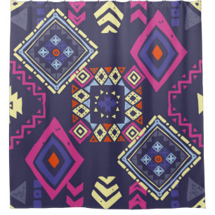 Cortina De Ducha Origen étnico tribal. Geomet primitivo y elegante
