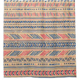 Cortina De Ducha Origen étnico tribal vintage: patrón sin fisuras.