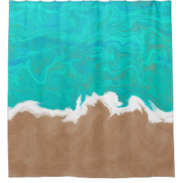 Cortina De Ducha Orillas del Paraíso Mar Turquesa Abstracto