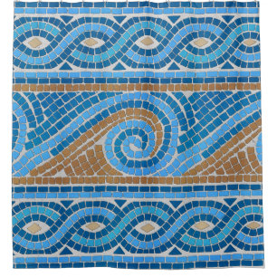Cortina De Ducha Ornamento de mosaico griego