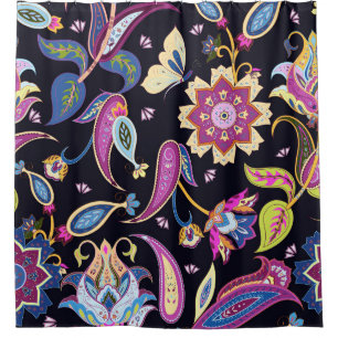 Cortina De Ducha Ornamento floral sin foco de Paisley en India
