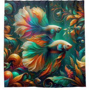 Cortina De Ducha "Ornate Betta Fish Fantasy Art"