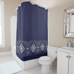 Cortina De Ducha Ornate Opulence   Flourigo con manchas azules y pl